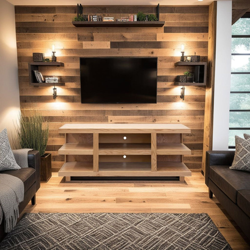 Meuble télé 64 po pour téléviseur de 70 po ou moins, aucun assemblage requis, Naturel