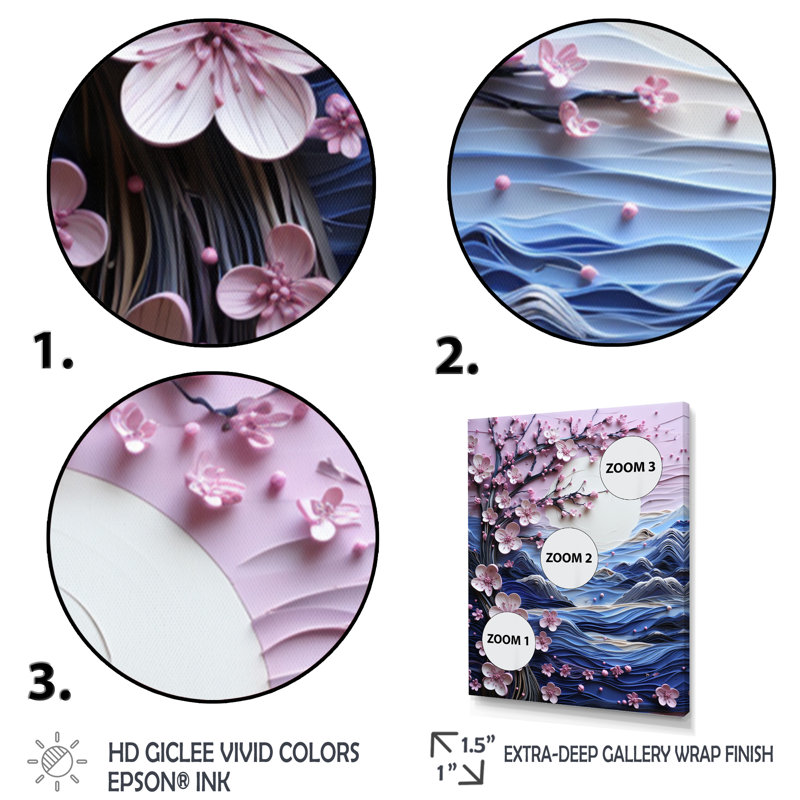 «Jairius Romantic Landscape Shades of Pink Blue III», reproduction sur toile, H 20 po x l 12 po x P 1 po, Cadre photo noir