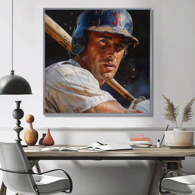 Joueur de baseball at the Pitch I - Sport Baseball Wall Art Living Room