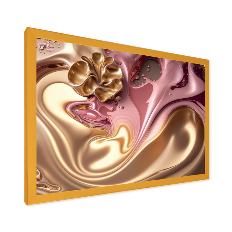 Glam Flowers III - reproduction sur toile, H 34 po x l 44 po x P 1,5 po, Impression dorée sur toile encadrée