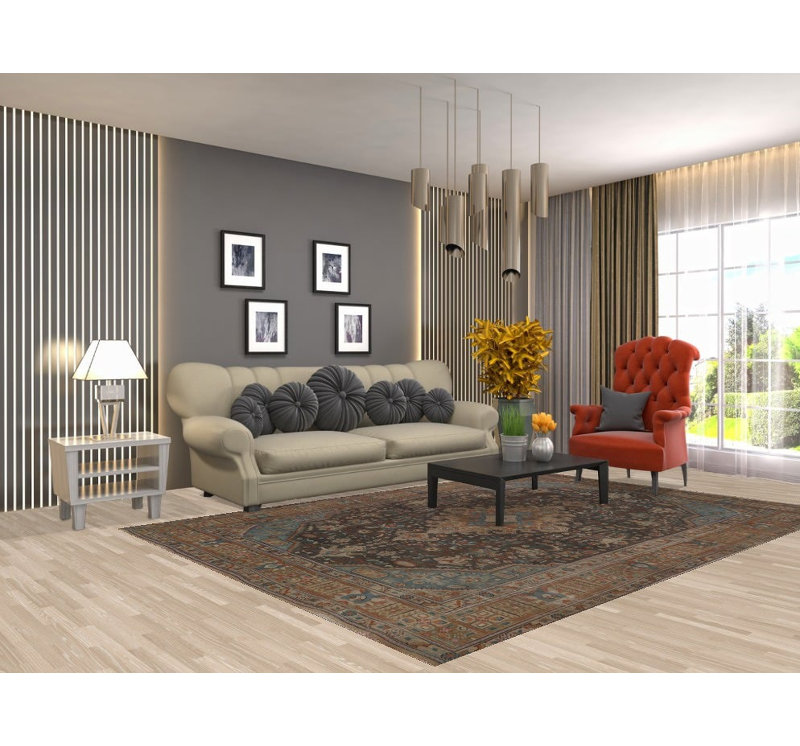 Tapis traditionnel gris surteint 7 x 10