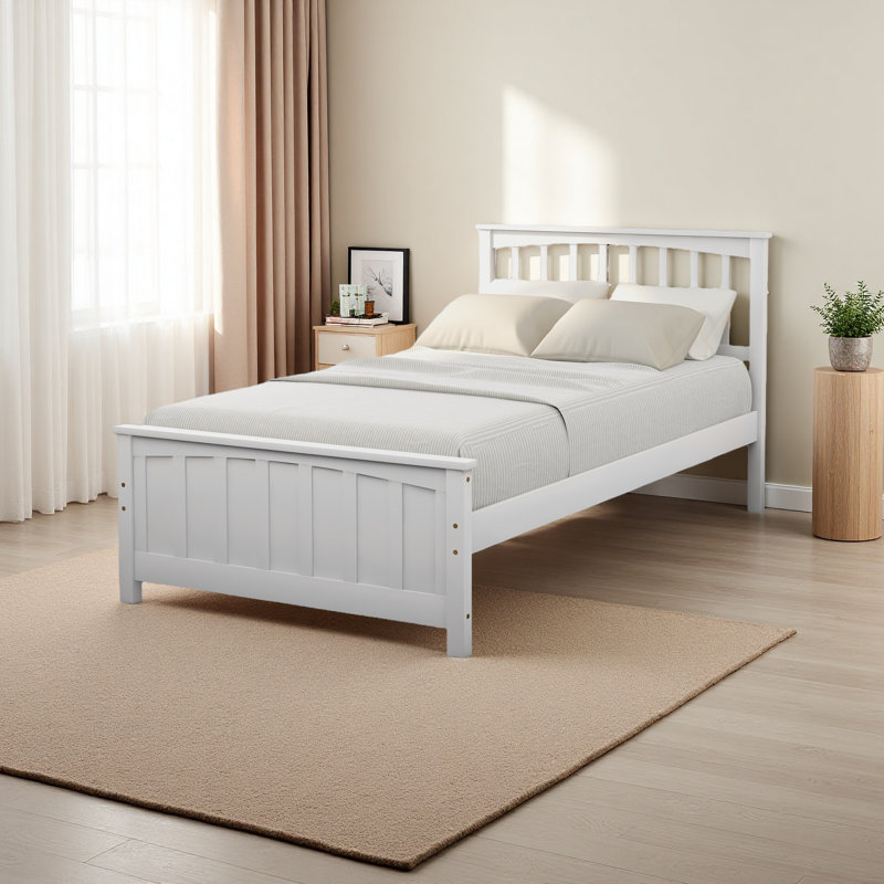 Lit plateforme en bois, Blanc