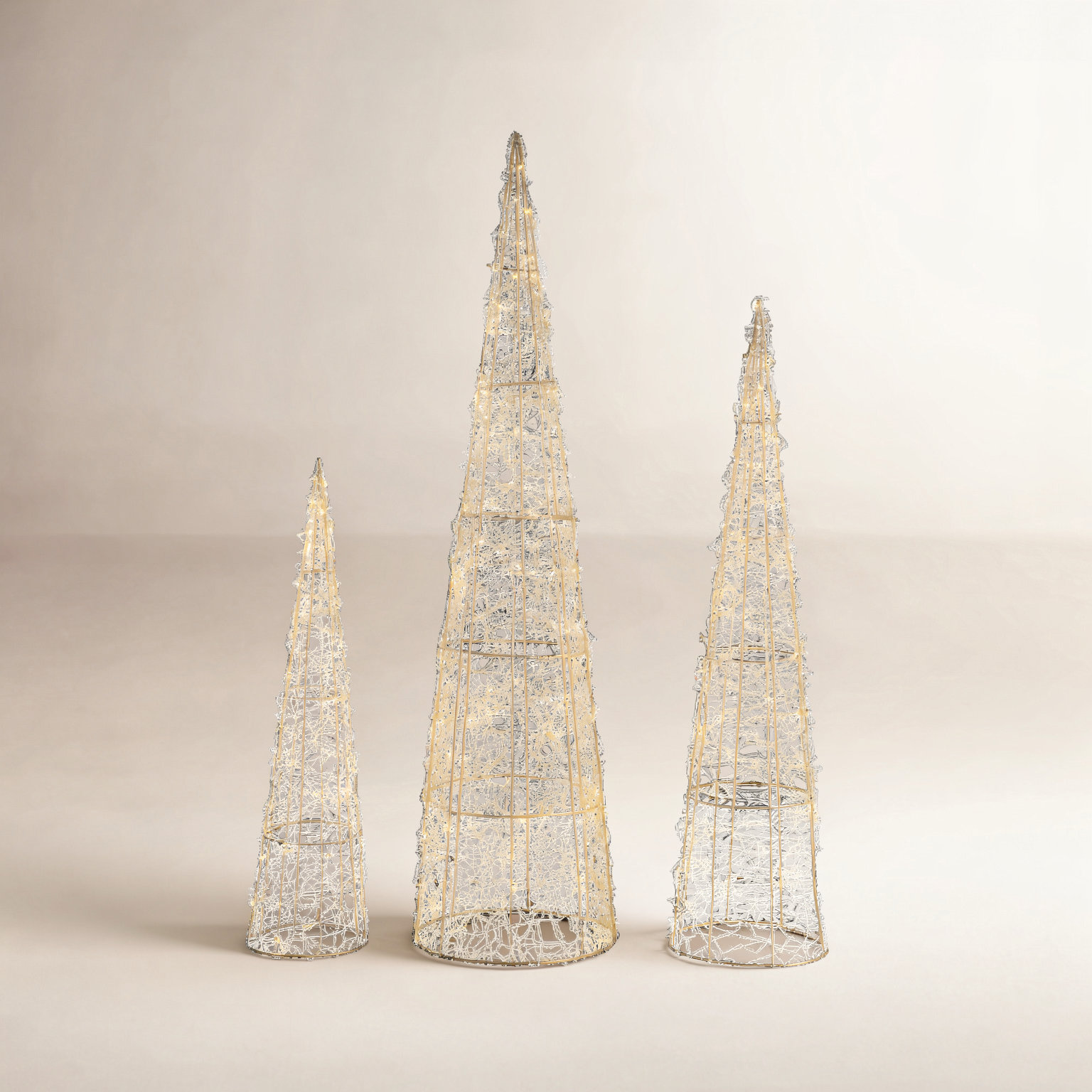 3-Piece LED Twinkle Lighted Cone Tree Set