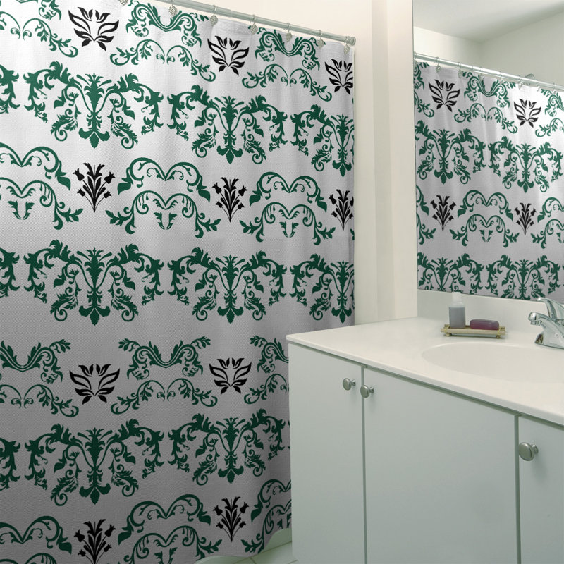 Rideau de douche New York, Blanc / Vert / Noir