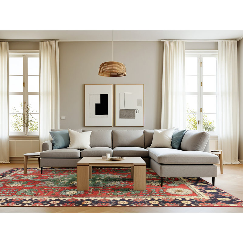 Tapis traditionnel 100% lavable à la machine 3911, Rectangle 8 pi x 12 pi