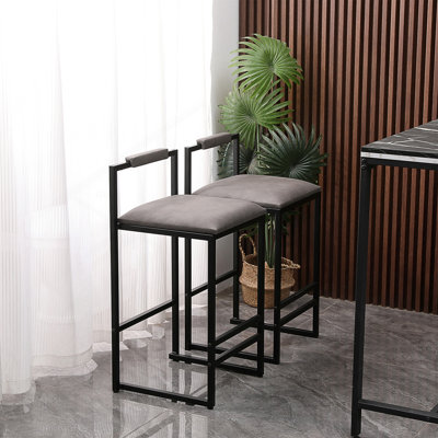 Ensemble de 2 tabourets de bar rembourrés en similicuir avec tabourets de bar modernes et structure en métal pour comptoir, îlot de cuisine