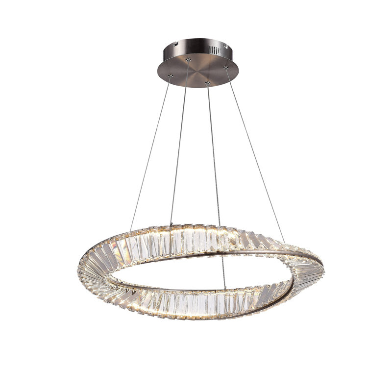 Luminaire suspendu DEL 65 W nickel satiné, 52.4" H x 23.75" W x 23.75" D, 25 W