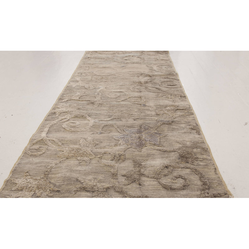 One-of-a-Kind 1'10" X 10'8" Before 1900 Runner Wool Area Rug in