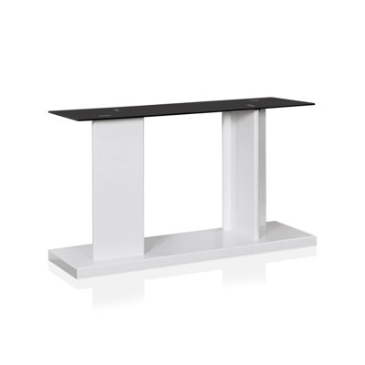 47.6" W Contemporary Sofa Table, Black/White