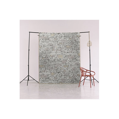 Beige Themed Ancient City Design Building House Pattern Creative Modern Decorative Machine Washable Area Rug
