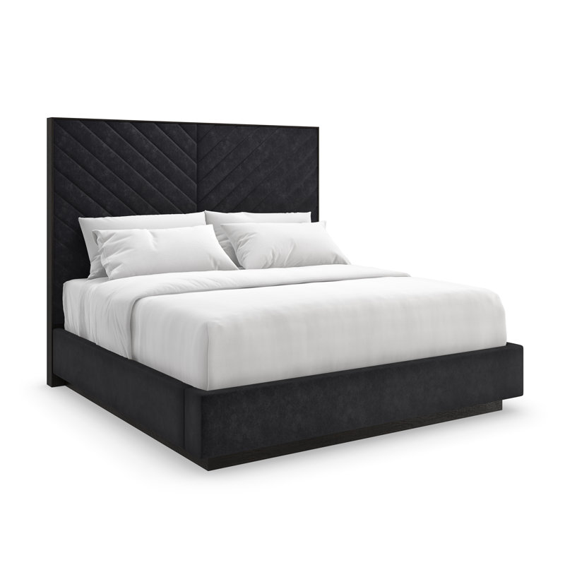 Meet U In The Middle Upholstered Standard Bed, Queen, Black