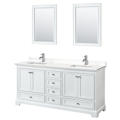 Meuble-lavabo double autoportant Deborah avec plateau en quartz