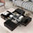 Coffee Table With 4 Hidden Storage Compartments, Square Cocktail Table With Extendable Sliding Tabletop