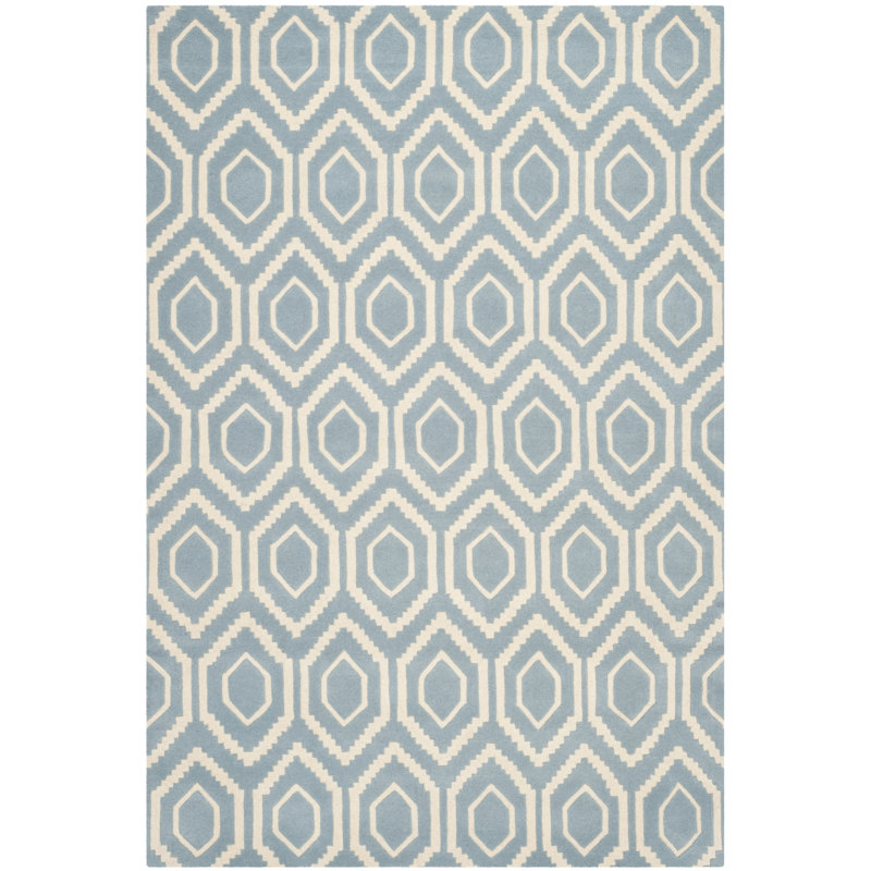 Carlane Geometric Wool Hand Woven Area Rug, Rectangle 152 x 244 cm