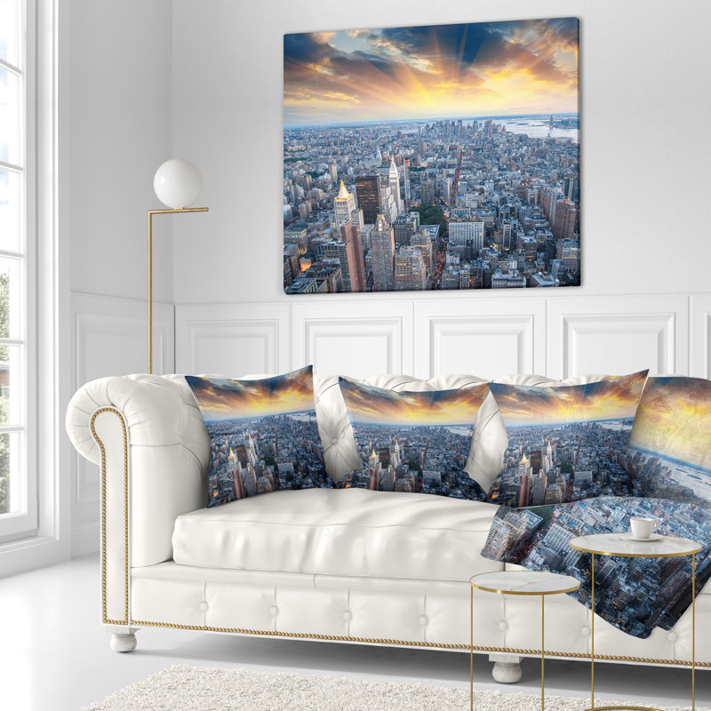 Coussin lombaire gratte-ciel Cityscape, 16 po x 16 po, Carré