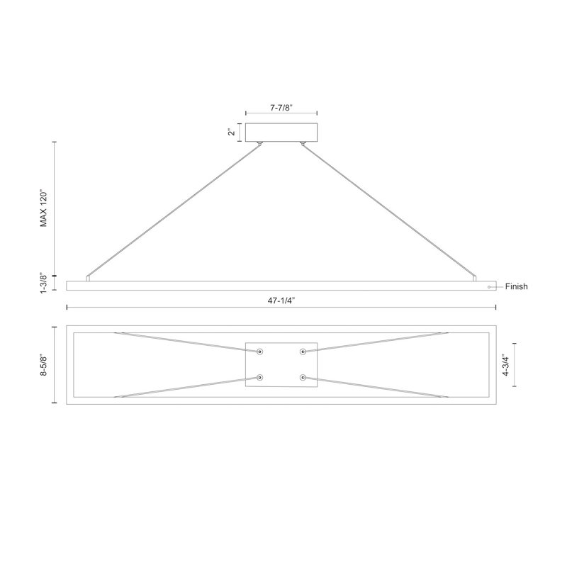 White Aluminum Dimmable LED Rectangle Chandelier