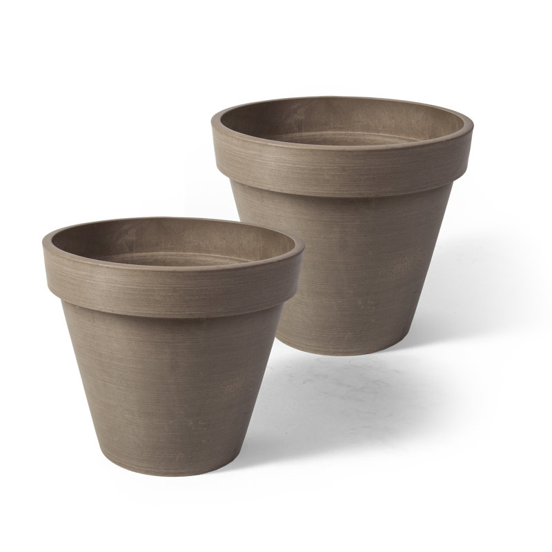 Cara Composite Pot Planter Set, 10" H x 8" W x 8" D, Taupe
