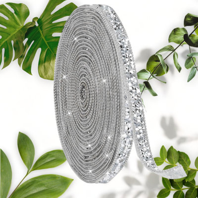 5 Yards Silver Rhinestone Ribbon Self-Adhesive