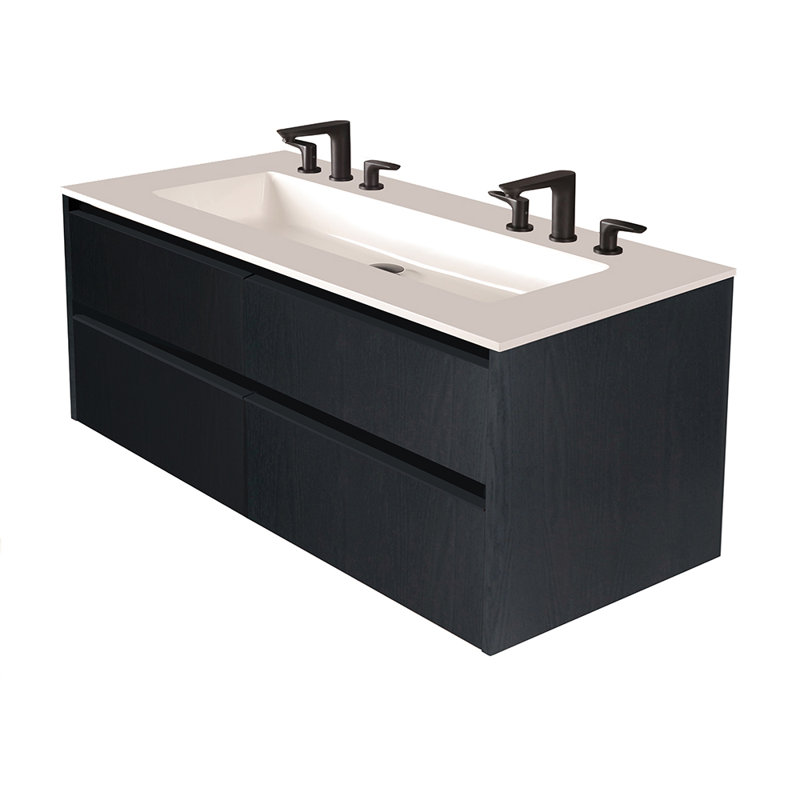 Kubitop 48'' W Single Vanity, Ash Gray, 8" Centers, Gloss White
