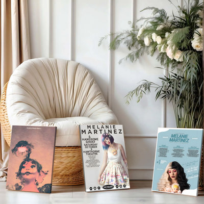 3Pcs Wall Arts Posters Framed, Melanie Martinez Themed Canvas Art Set 3-Piece Collection Music Album Cover Concert Poster Decorative Wall Prints for Bedroom Living Room Home Decor Fans Gift