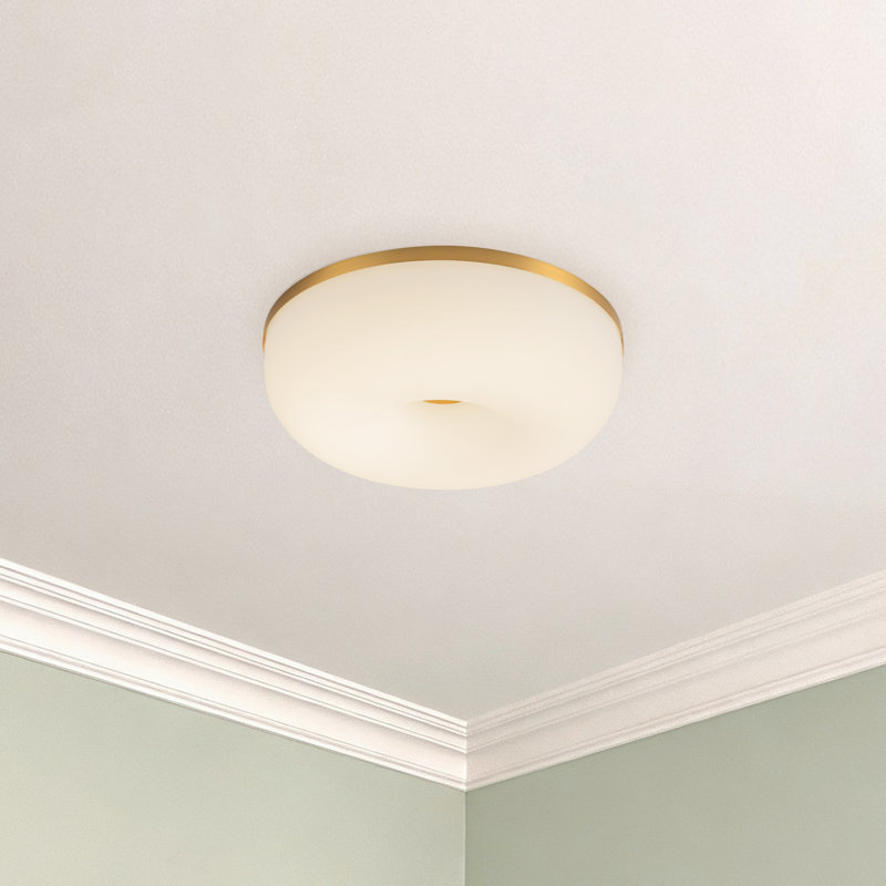 Jada 12-in Gold dimmable LED Flush Mount, Brushed Gold