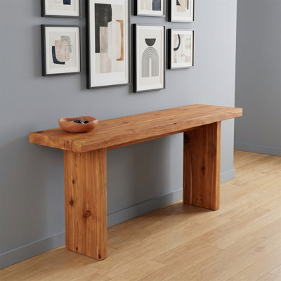 Table d'appoint en bois 63 pouces avec grain de bois naturel et nœuds