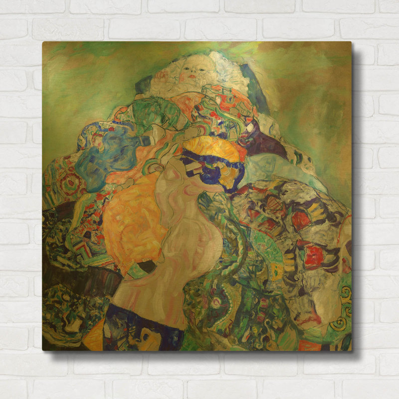«Baby» par Gustav Klimt, art mural en métal doré, 36 po x 36 po, 36 po x 36 po