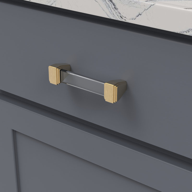 Belleclaire Bar / Handle Pull, Brushed Golden Brass, 3 3/4"