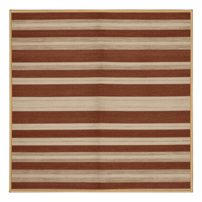  Washable Terracotta Beige Striped Area Rug