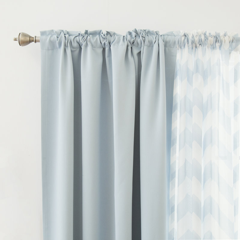 Rideaux semi-transparents avec passe-tringle Ridlon, Bleu ciel