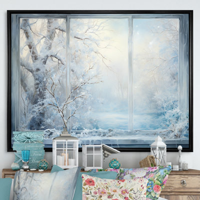 Winter River Window View IV - Winter Landscape, art mural