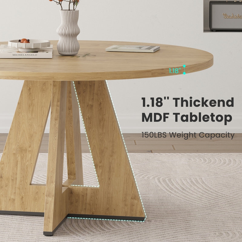 Table For 7 Latitude Run® Round Dining Table For 4-7 People - Wayfair Canada