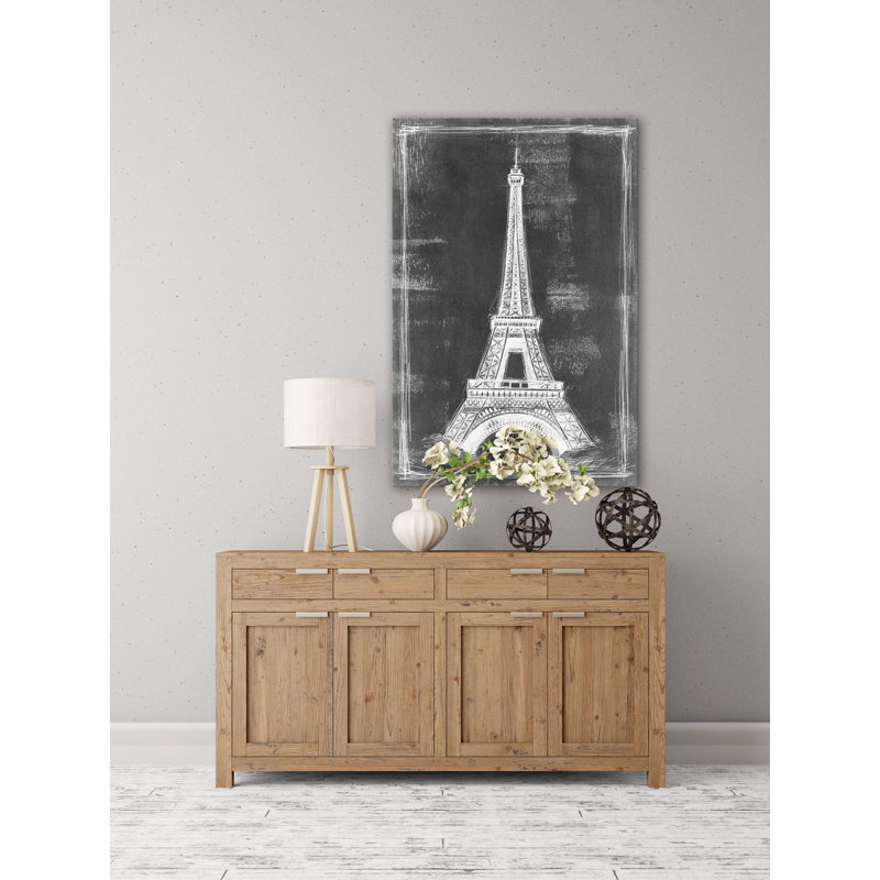 "Eiffel Tower Blueprint" Print on Wrapped Canvas, 36" H x 24" W x 1.5" D