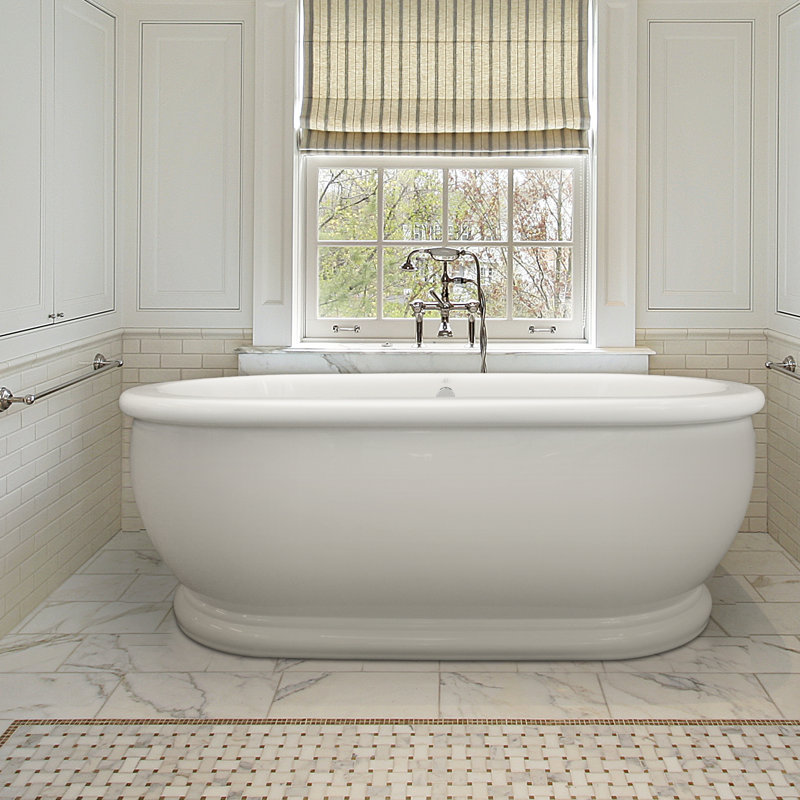 Domingo 66'' L Freestanding Soaking Bathtub, Polished Chrome
