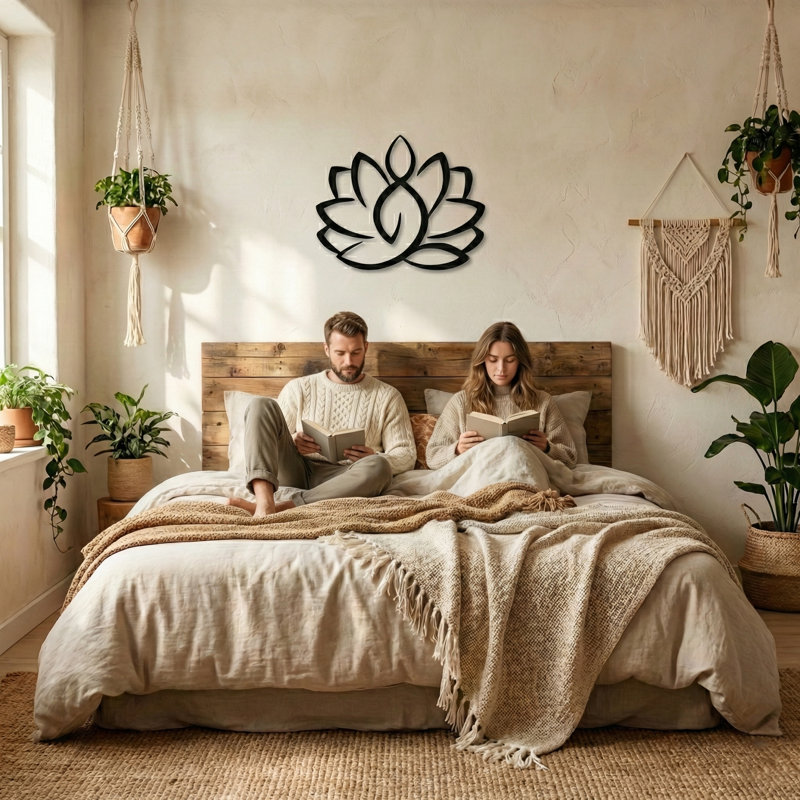 Lotus Flower Modern Plants & Flowers Wall Decor on Metal, 29" H x 36" W x 0.6" D
