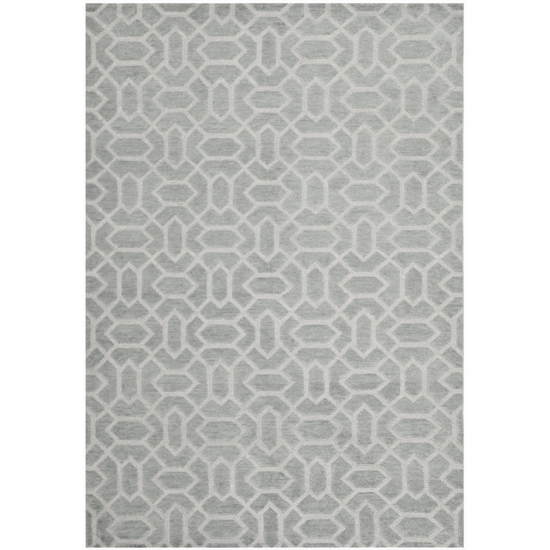 Tapis gris / argent en laine noué à la main Jeffries Santa Fe, Rectangle 9 pi x 12 pi