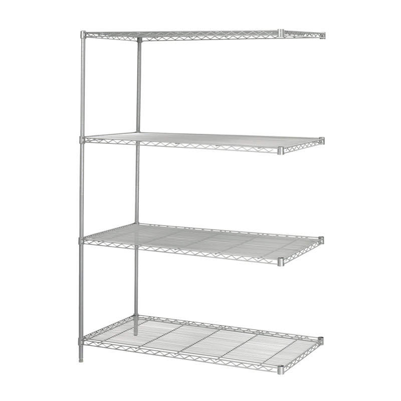 Industrial Wire Add-On Unit (48" x 24" Shelves), Metallic Grey