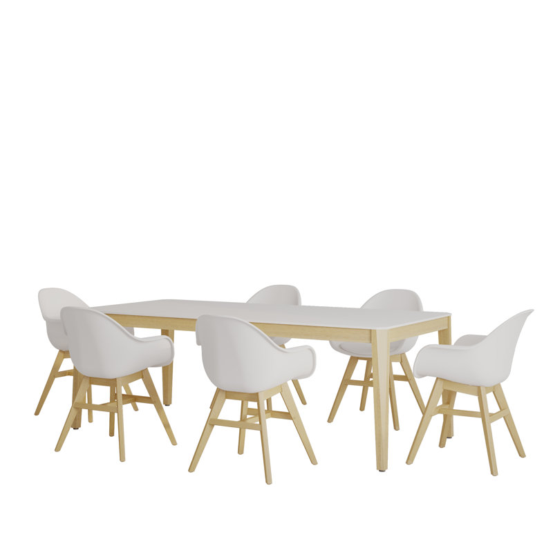 Greyton 6 - Person Solid Wood Solid Wood Top Four Leg Dining Set, White
