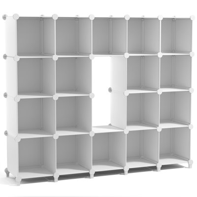 Sorbus Cube Storage Organizer – Waterproof Cubby Shelf for Closet, Toys, Books, Shoes, Décor – Space-Saving Bookshelf for Bedroom, Living Room, Kids’ Room, or Office, White, Set of 18