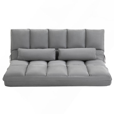 Convertible Floor Sofa Chair, Folding Couch Bed, Guest Chaise Lounge With 2 Pillows, Adjustable Backrest And Headrest, 40.25" L, Blue by George Oliver