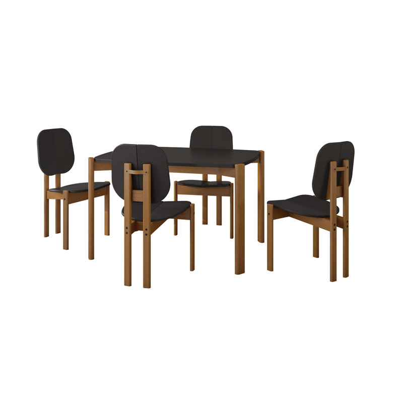 Ensemble de salle à manger 5 pièces Gales, Noir / noir / brun