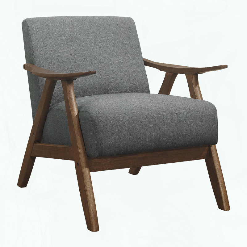Chaise d'appoint d'inspiration rétro avec finition noyer, Gris