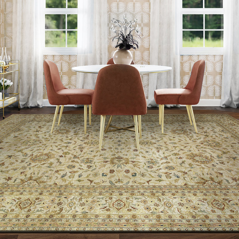 Tapis beige et beige noué à la main de haute qualité