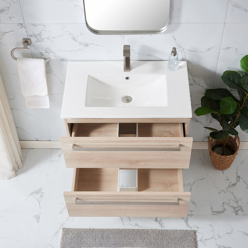 Alnitak 30” Wood Grain Modern Wall Mounted Single Bathroom Vanity Set