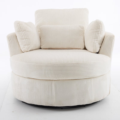 41"W Crescent Upholstered Velvet Swivel Accent Chair