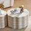 Ensemble de 2 tables basses rondes, table de centre minimaliste en faux pierre pour salon, appartement, bureau