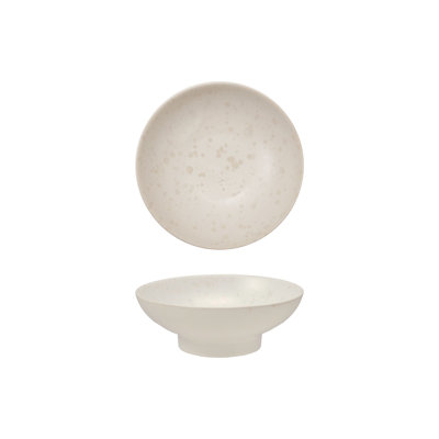 Round Stoneware Footed Bowls In Speckled Reactive Glaze