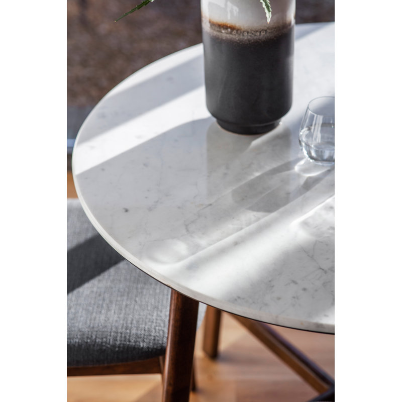 Adaline Round Marble Top Solid Wood Base Dining Table