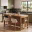 Îlot de cuisine en bois massif de 150 cm avec 2 tablettes de rangement ouvertes, table de préparation autoportante de style campagnard à hauteur du comptoir-1422505242