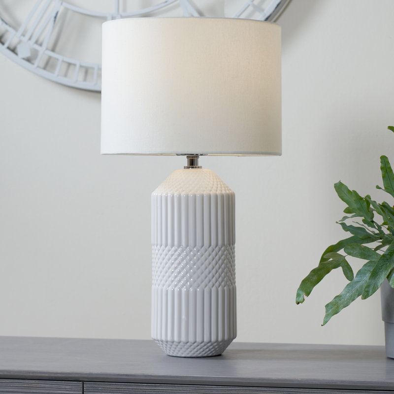 Izayah Ceramic Table Lamp, White, 60 W